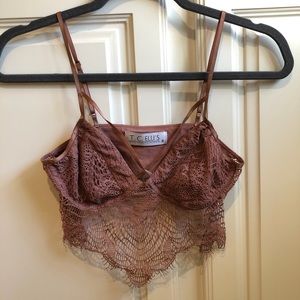 Mauve lacy cropped tank top